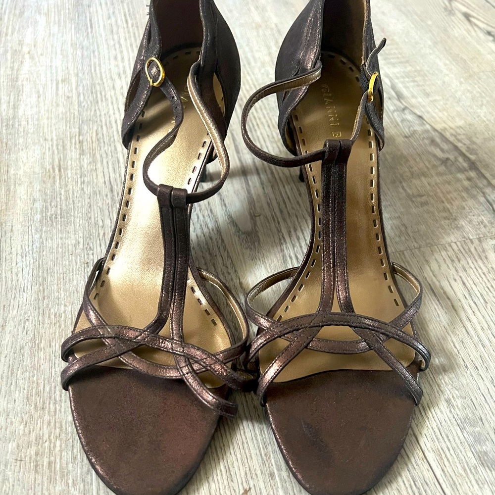 Gianni bini strap brown metallic womens size 10 shoes
